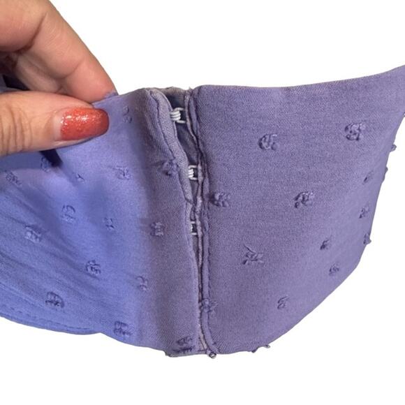 Rumer Women’s Purple Lilac Textured Puff Sleeve Cropped Gypsy Top Size Small - Picture 7 of 11